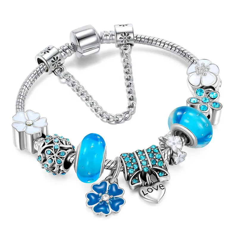 Peach Blossom Charm Bracelet | Elegant & Delicate Design-Blue-State of Style