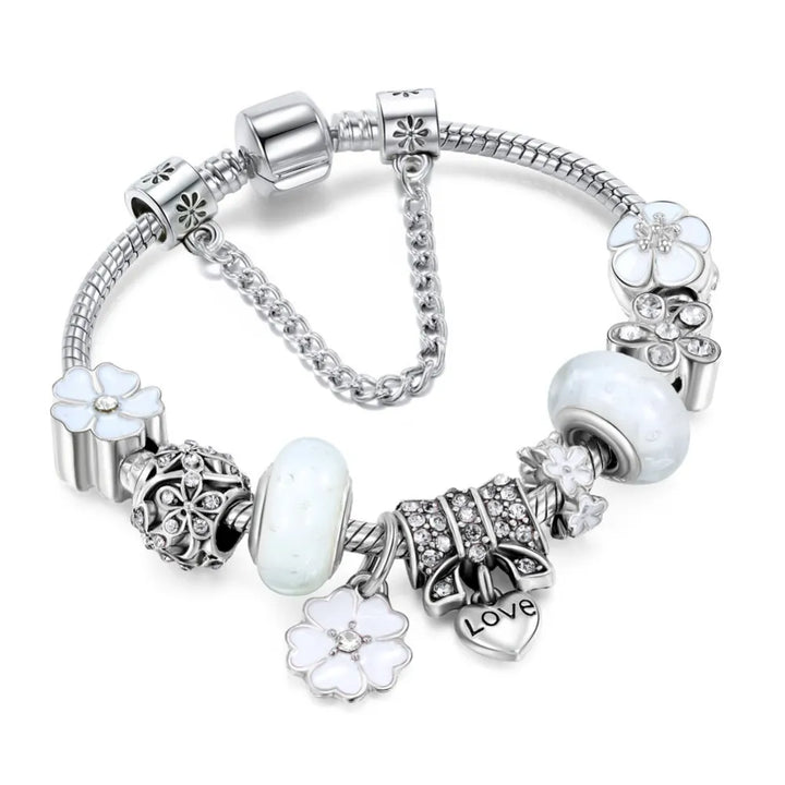 Peach Blossom Charm Bracelet | Elegant & Delicate Design-White-State of Style