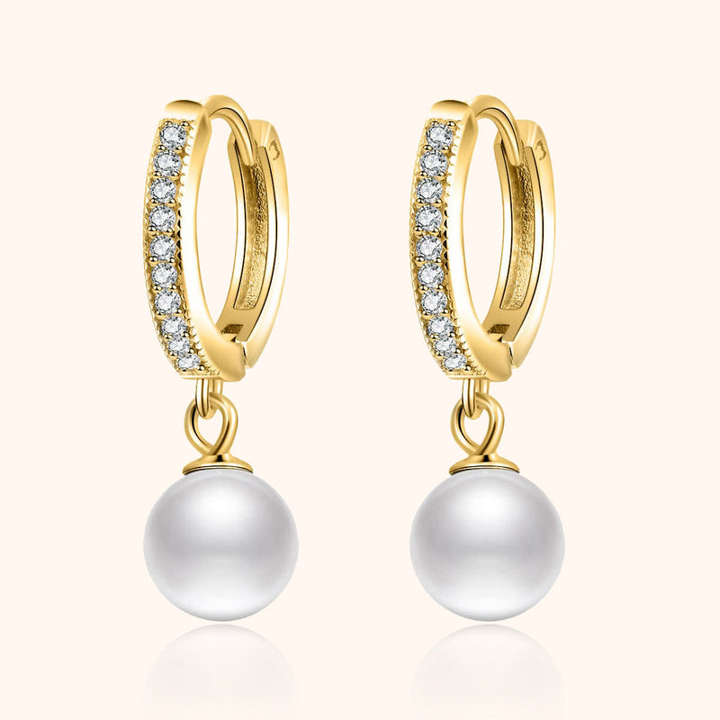 Pearl and Zirconia Earrings - Juliette-18K gold plated-State of Style
