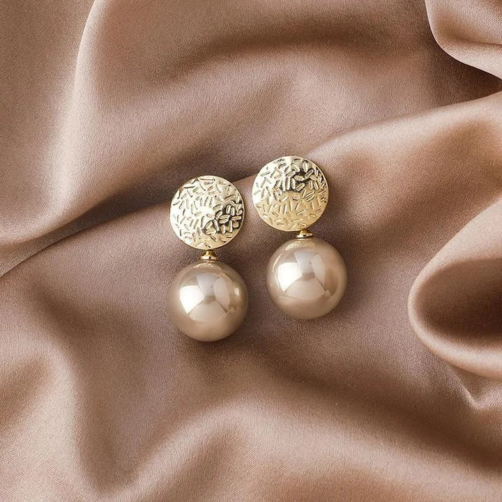 Pearl Earrings with 18K Gold Plated Copper - Celeste-Taupe-State of Style
