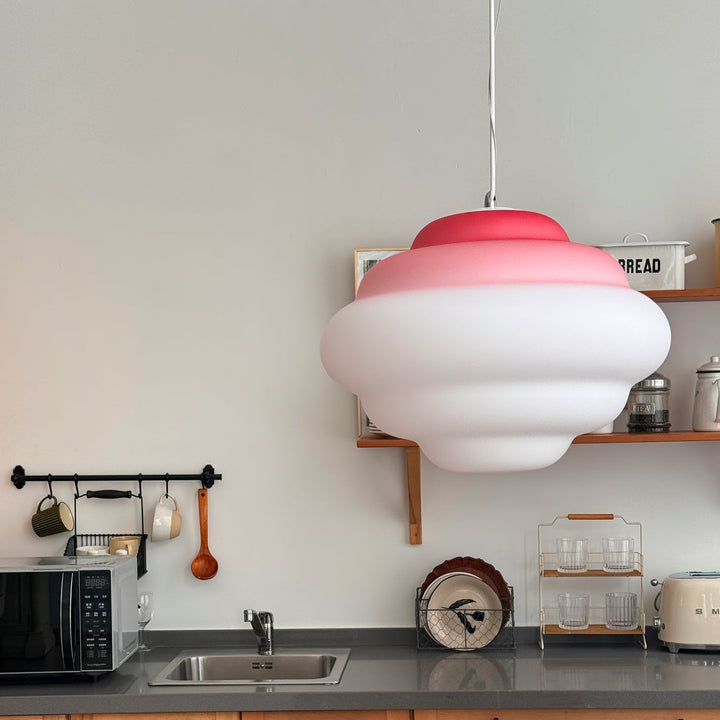 Pendant lamp with gradient and soft light diffusion - Aérola-Red-State of Style