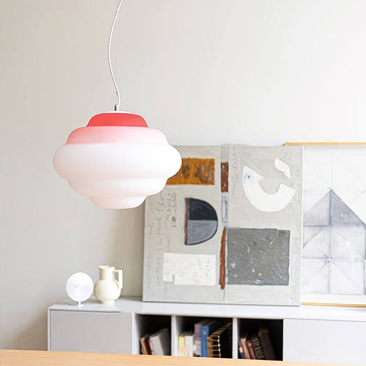 Pendant lamp with gradient and soft light diffusion - Aérola-Red-State of Style