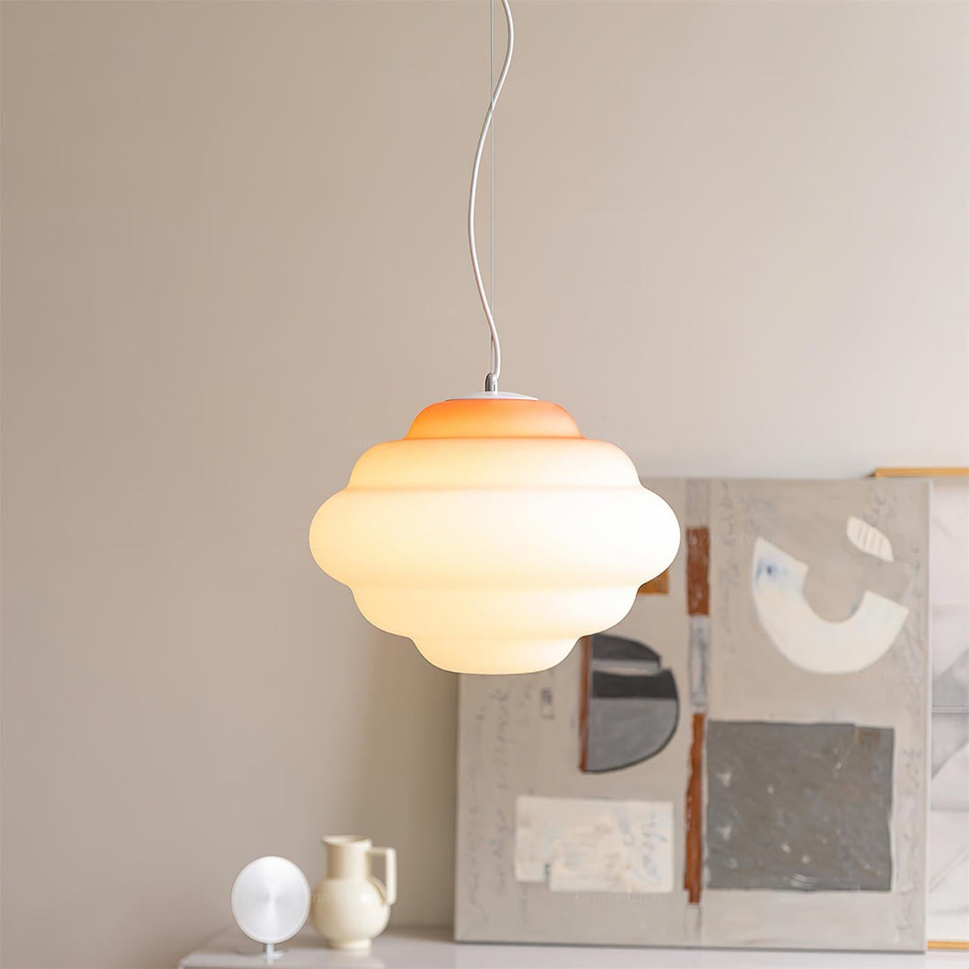 Pendant lamp with gradient and soft light diffusion - Aérola-Red-State of Style
