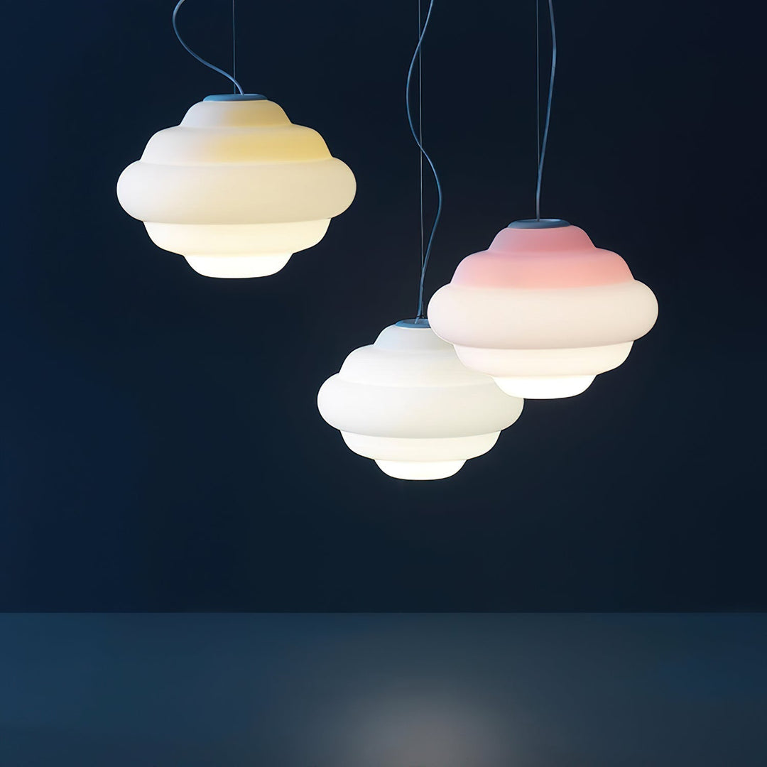 Pendant lamp with gradient and soft light diffusion - Aérola-Red-State of Style