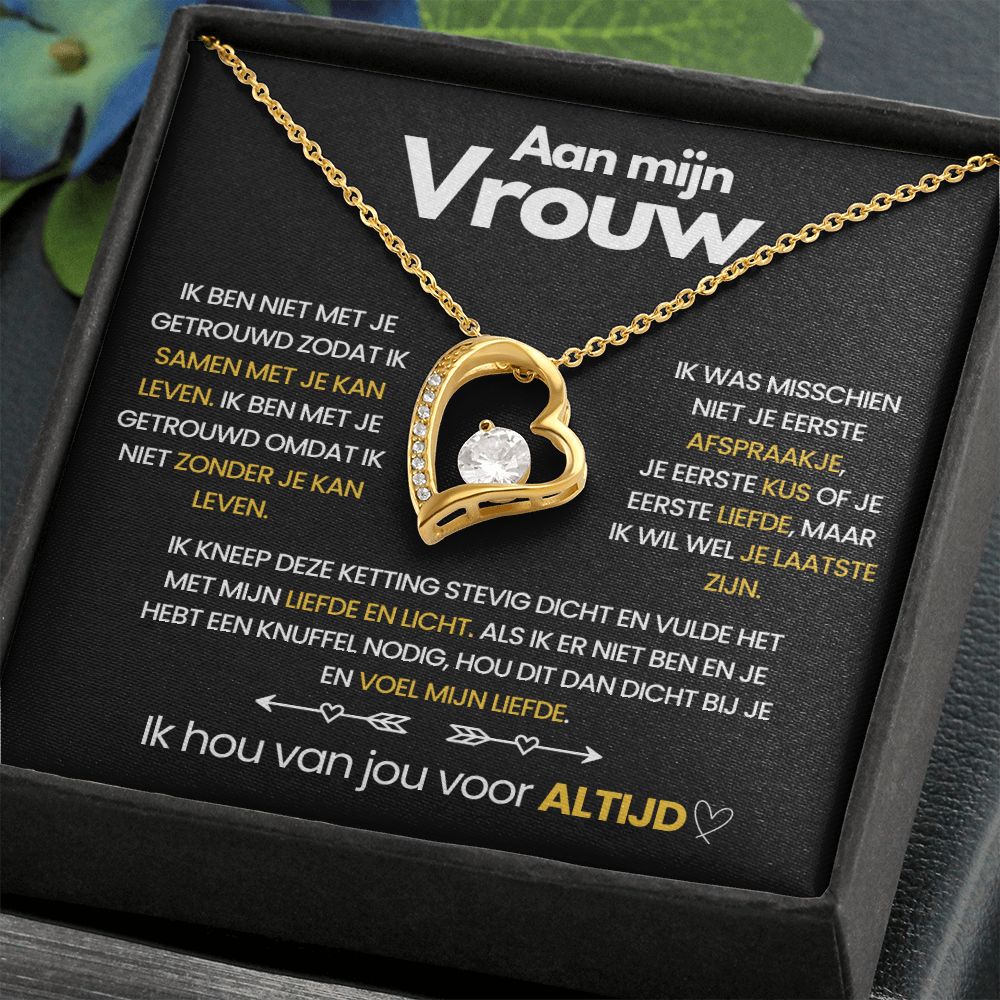 Pendant Necklace with Heart-Shaped Zirconia Stone - Ella-14k White Gold-Standard-State of Style