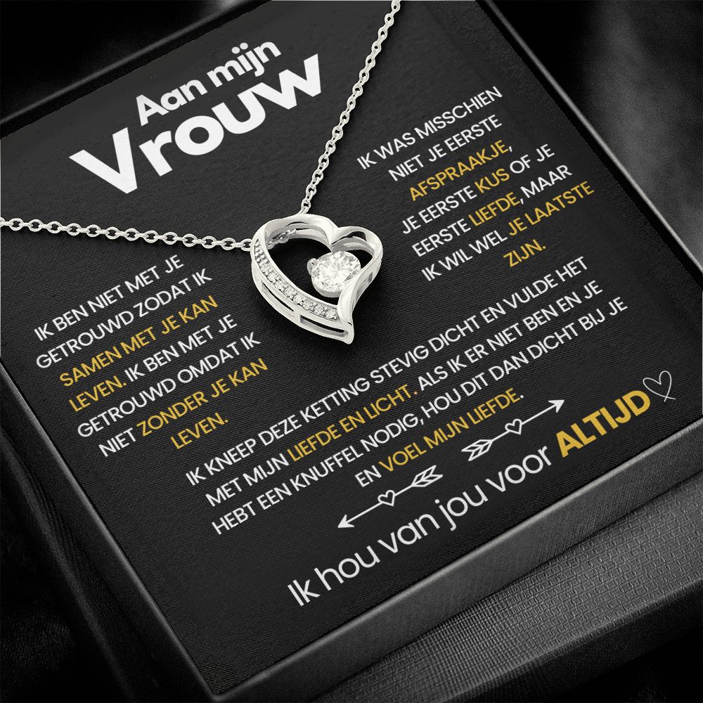 Pendant Necklace with Heart-Shaped Zirconia Stone - Ella-14k White Gold-Standard-State of Style