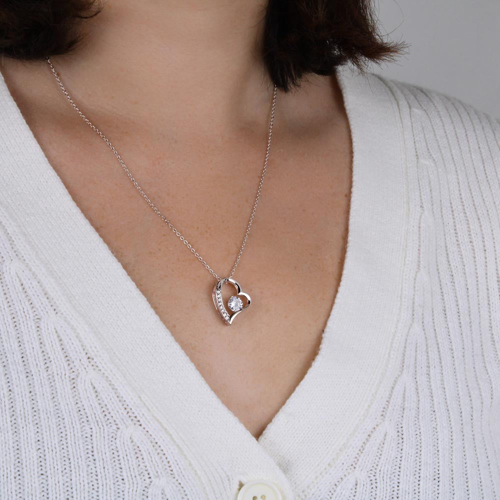 Pendant Necklace with Heart-Shaped Zirconia Stone - Esmée-14k White Gold-Standard-State of Style
