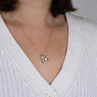 Pendant Necklace with Heart-Shaped Zirconia Stone - Esmée-14k White Gold-Standard-State of Style