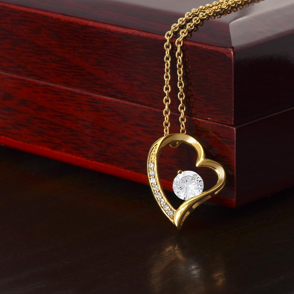 Pendant Necklace with Heart-Shaped Zirconia Stone - Esmée-14k White Gold-Standard-State of Style