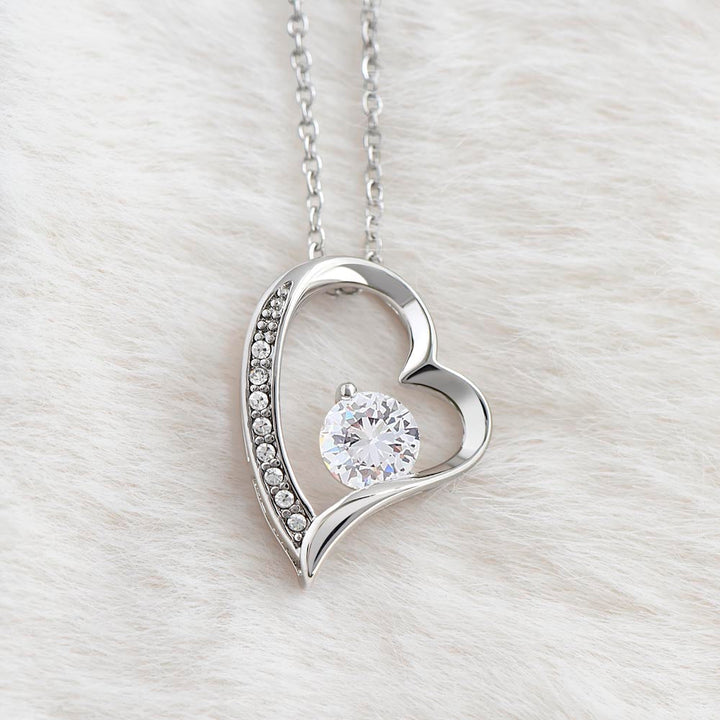Pendant Necklace with Heart-Shaped Zirconia Stone - Esmée-14k White Gold-Standard-State of Style