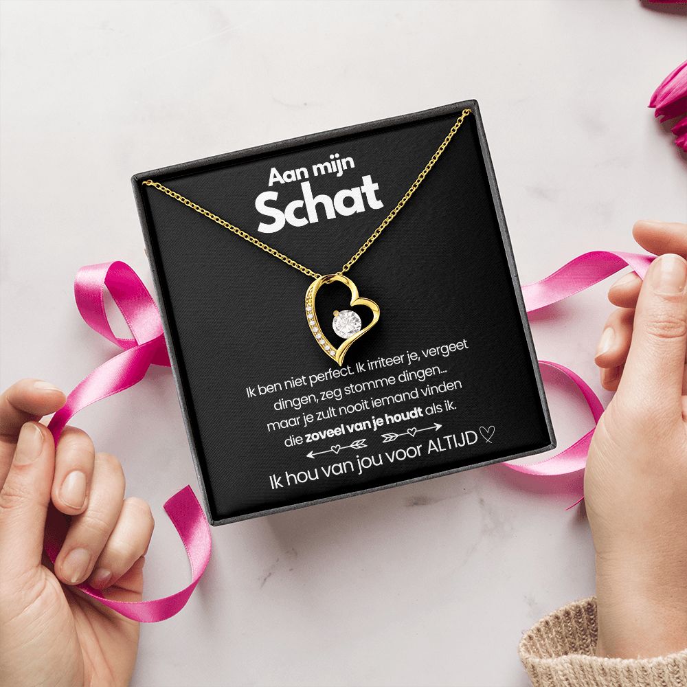 Pendant Necklace with Heart-Shaped Zirconia Stone - Esmée-14k White Gold-Standard-State of Style