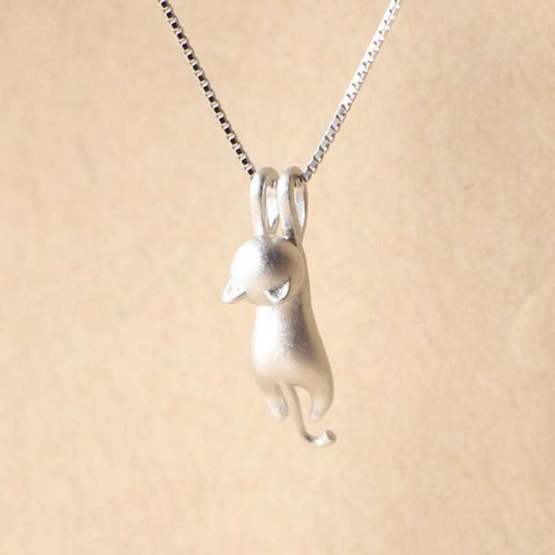 Silver Cat Pendant Necklace | 925 Sterling Silver Necklace