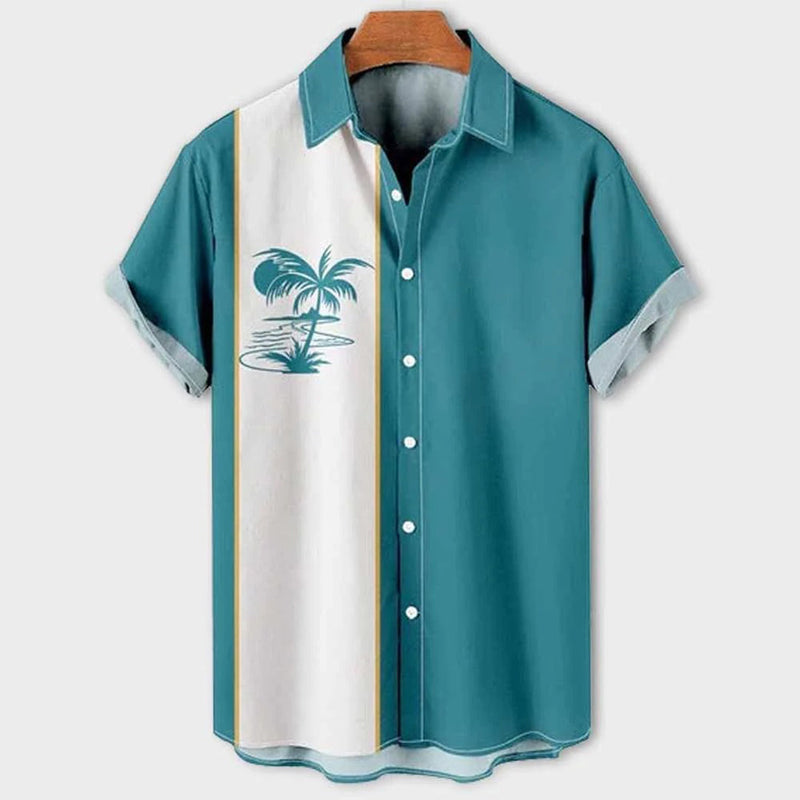 Percival | Classic Hawaiian Summer Shirt-Light Blue-M-State of Style