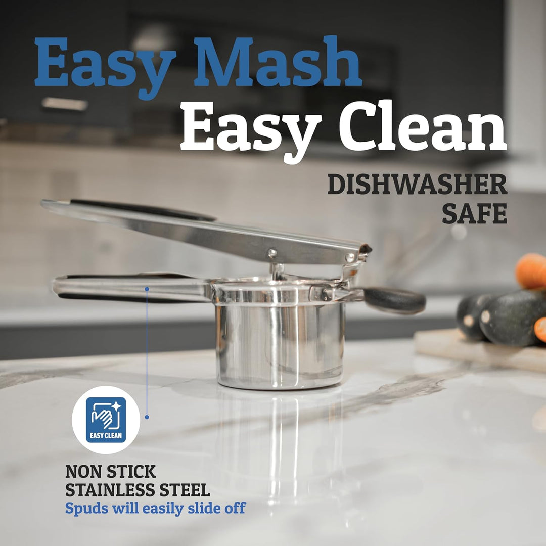 Perfect Mashed Potatoes: Heavy Stainless Steel Potato Masher-Black-Hard disk-State of Style