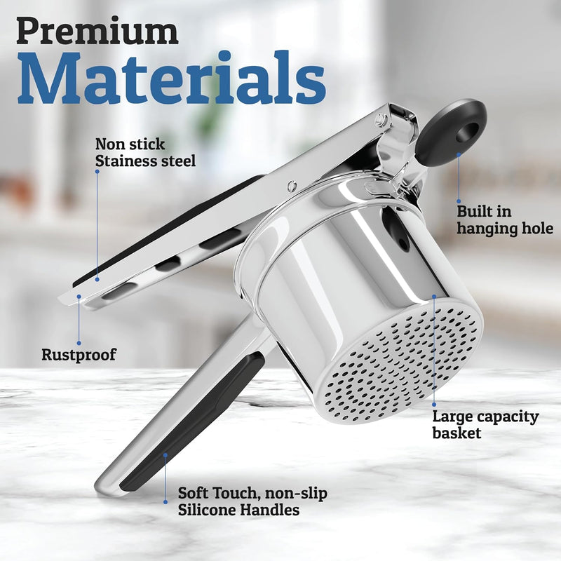 Perfect Mashed Potatoes: Heavy Stainless Steel Potato Masher-Black-Hard disk-State of Style