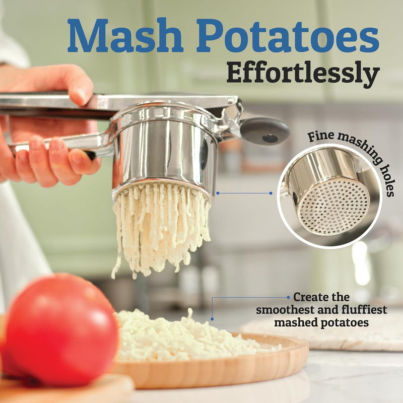 Perfect Mashed Potatoes: Heavy Stainless Steel Potato Masher-Black-Hard disk-State of Style