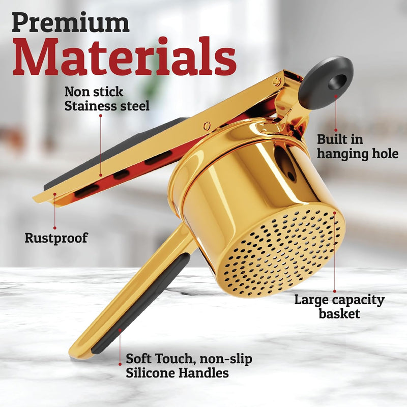 Perfect Mashed Potatoes: Heavy Stainless Steel Potato Masher-Black-Hard disk-State of Style