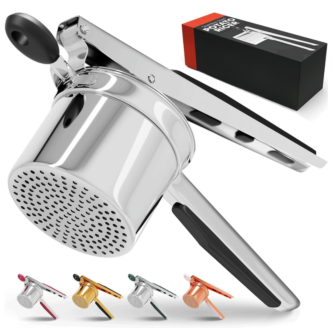 Perfect Mashed Potatoes: Heavy Stainless Steel Potato Masher-Black-Hard disk-State of Style