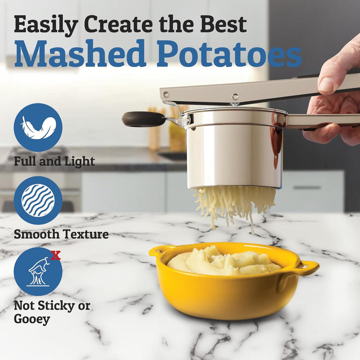 Perfect Mashed Potatoes: Heavy Stainless Steel Potato Masher-Black-Hard disk-State of Style