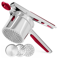 Perfect Mashed Potatoes: Heavy Stainless Steel Potato Masher-Red-Hard disk-State of Style