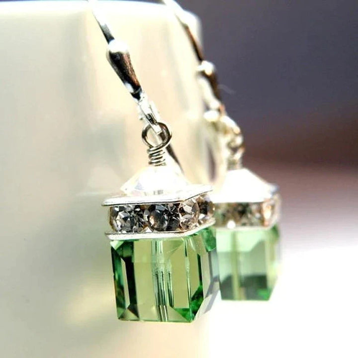 Peridot Crystal Drop Earrings-State of Style