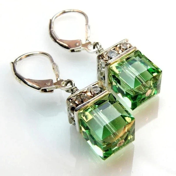 Peridot Crystal Drop Earrings-State of Style