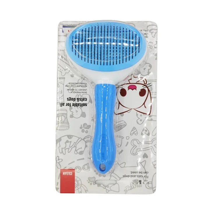 PET CARE BRUSH - SELF-CLEANING COMB FOR DOGS AND CATS-Blue with packaging-State of Style