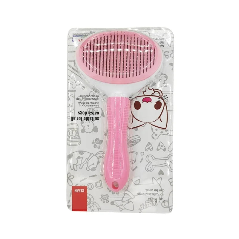 PET CARE BRUSH - SELF-CLEANING COMB FOR DOGS AND CATS-Pink with packaging-State of Style