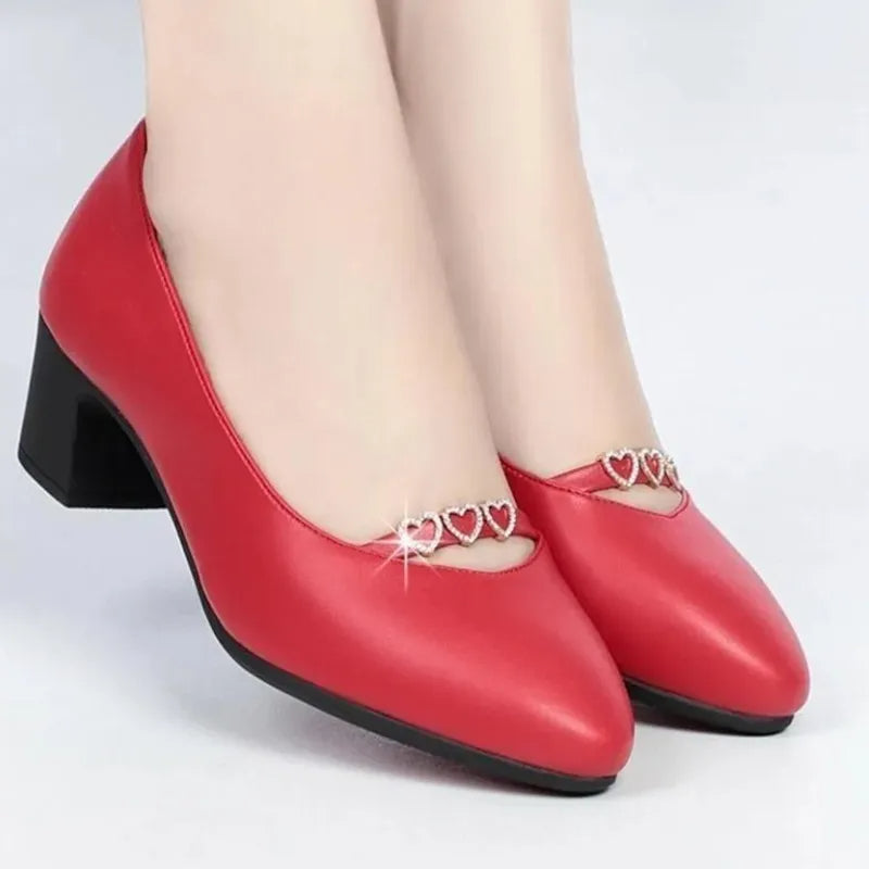 Petal Pusher Pumps – Chic Black Patent Leather Slip-On Shoes-Red-6.5 (23.5cm)-State of Style
