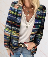 Phoebe – Multicoloured Open-Front Sweater with a Flattering Fit-XS-Blue-State of Style