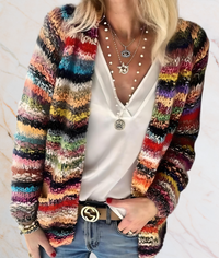 Phoebe – Multicoloured Open-Front Sweater with a Flattering Fit-XS-Red-State of Style