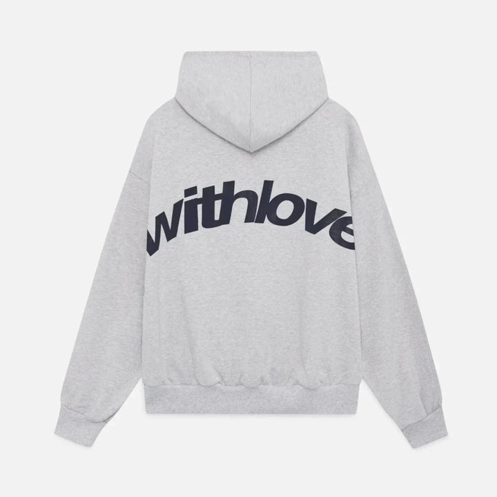 Cuddly autumn hoodie with back print – Love