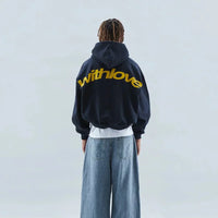 Cuddly autumn hoodie with back print – Love