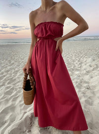 Pink Sleeveless Bohemian Chic Dress with Loose Fit – Elira-S-State of Style