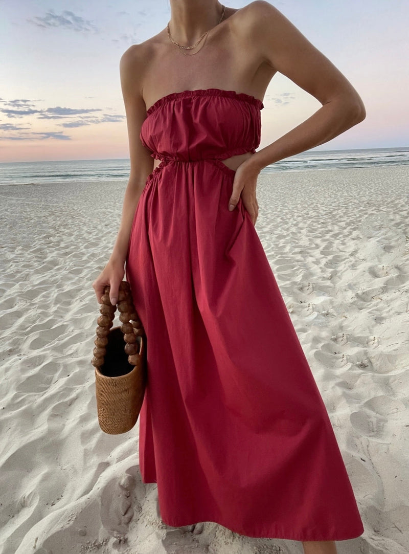 Pink Sleeveless Bohemian Chic Dress with Loose Fit – Elira-S-State of Style