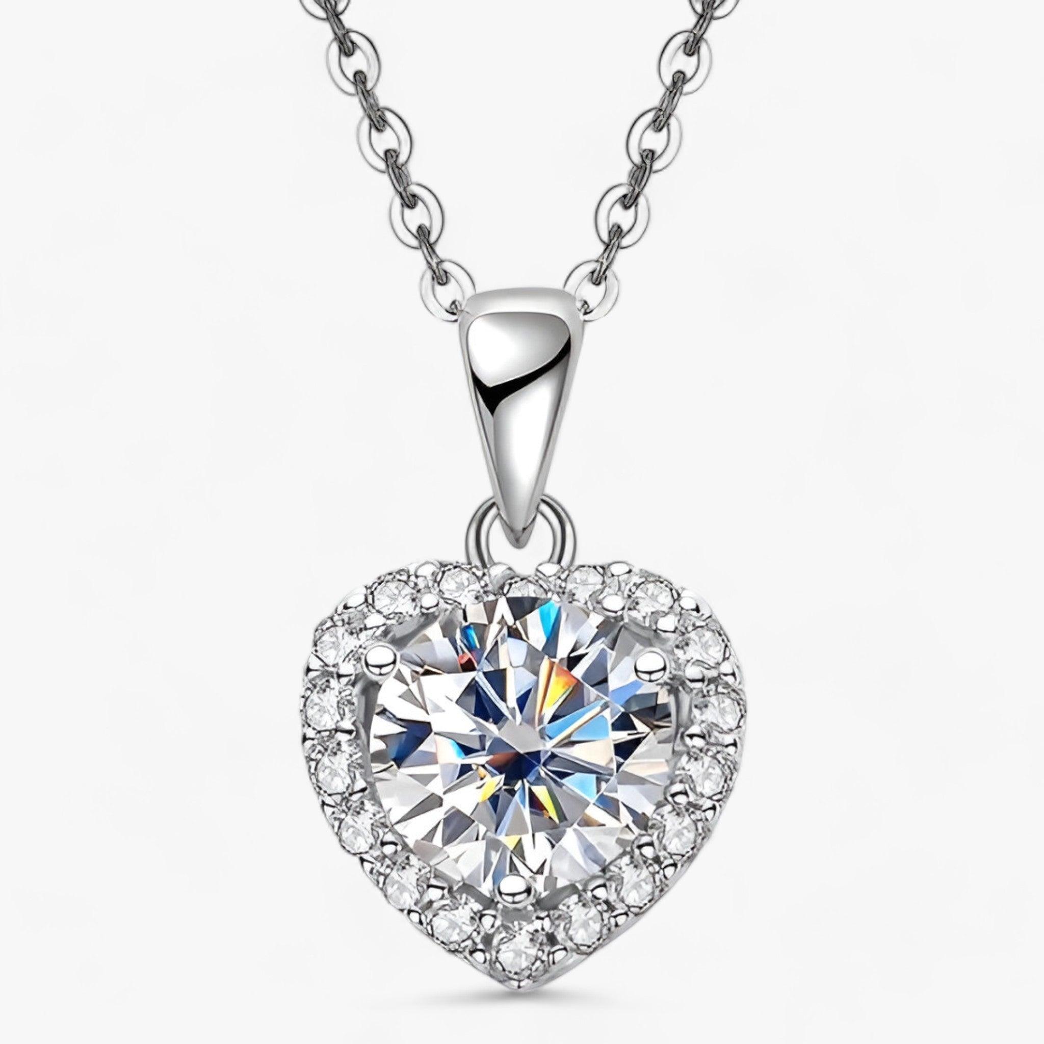 Moissanite Heart Pendant Necklace - Amouria