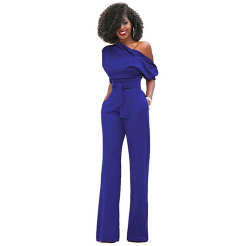 Plain Bodycon Women's Jumpsuit - Sofia-Blue-S-State of Style