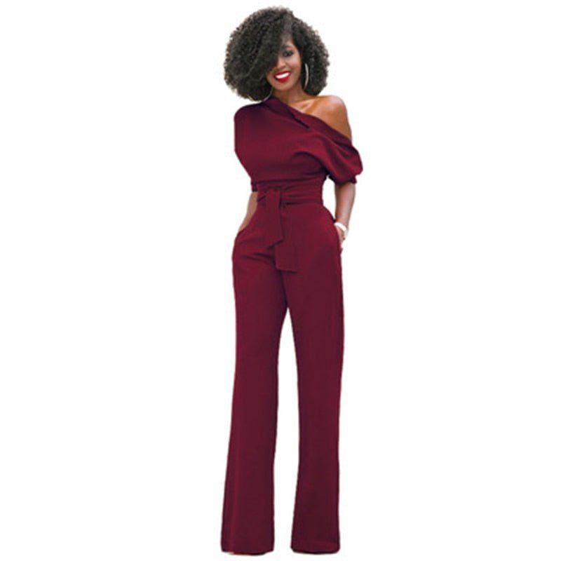 Plain Bodycon Women's Jumpsuit - Sofia-Bordeaux red-S-State of Style