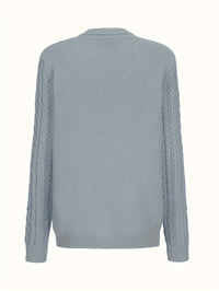 Plain Knitted Cardigan with Button Closure and Pockets - Olivia-Blue-S-State of Style