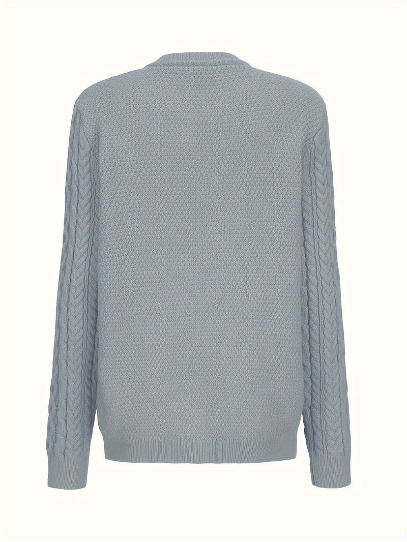 Plain Knitted Cardigan with Button Closure and Pockets - Olivia-Blue-S-State of Style
