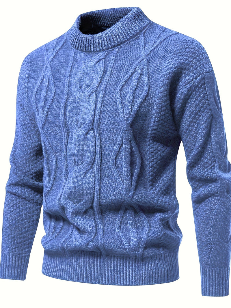 Plain Knitted Jumper for Men - Theo-Blue-XS-State of Style