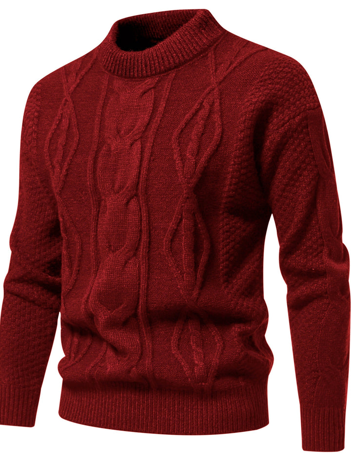 Plain Knitted Jumper for Men - Theo-Bordeaux red-XS-State of Style