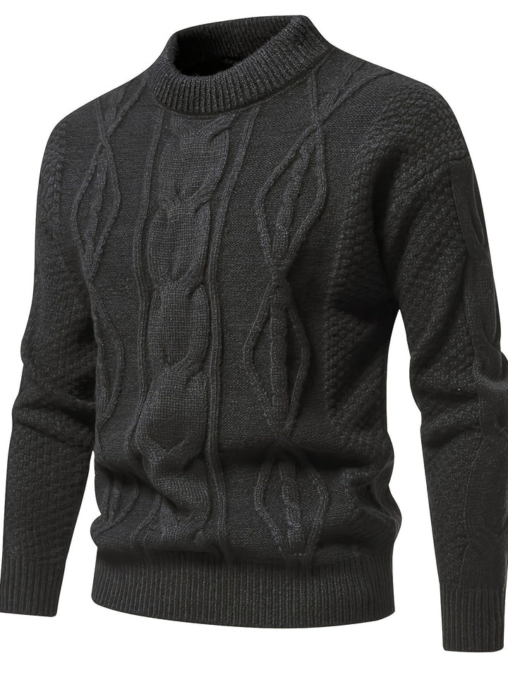 Plain Knitted Jumper for Men - Theo-Dark grey-XS-State of Style