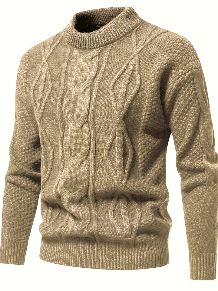 Plain Knitted Jumper for Men - Theo-Khaki-XS-State of Style