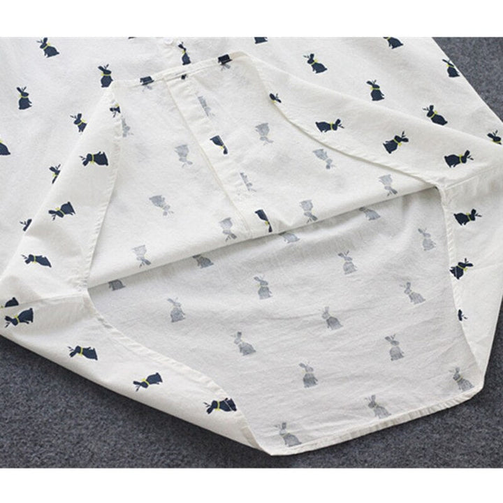 Playful shirt dress with rabbit print and lapel collar – Elina-S-State of Style