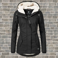 Pleated Cotton Winter Jacket with Hood - Mila-Black-S-State of Style