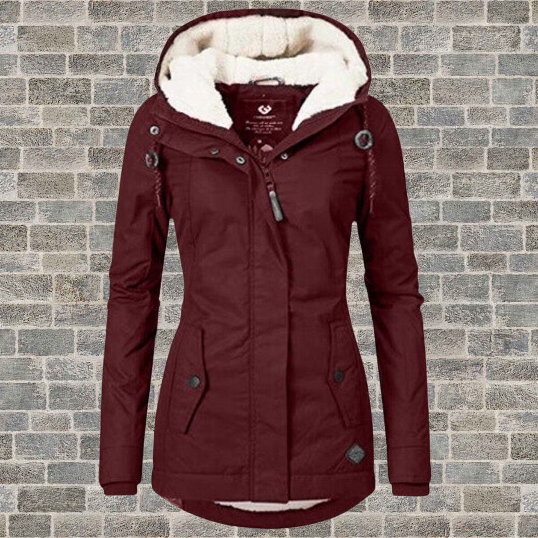Pleated Cotton Winter Jacket with Hood - Mila-Bordeaux-S-State of Style