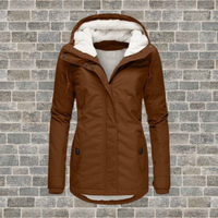 Pleated Cotton Winter Jacket with Hood - Mila-Brown-S-State of Style
