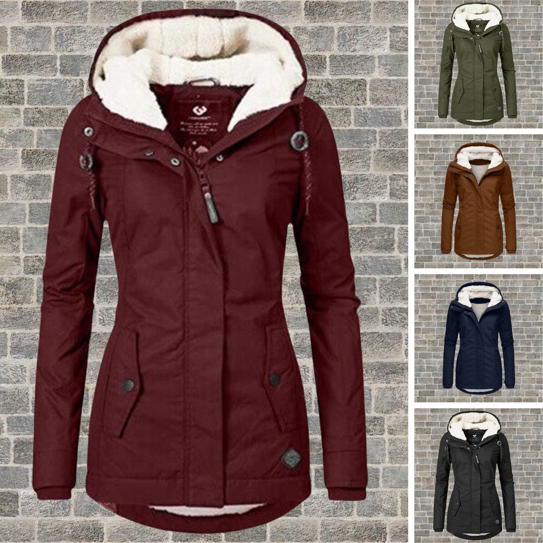 Pleated Cotton Winter Jacket with Hood - Mila-Grey-S-State of Style