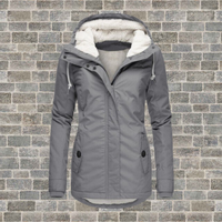 Pleated Cotton Winter Jacket with Hood - Mila-Grey-S-State of Style
